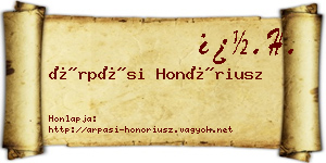 Árpási Honóriusz névjegykártya